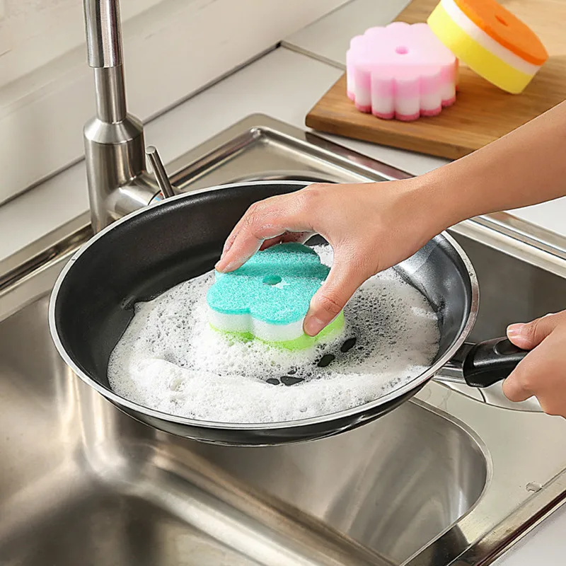 Губка 5 шт. в форме цветка губки очищающие подушечки посуда для мытья стекла посуда кухонная губка щетка домашний чистящий инструмент 0