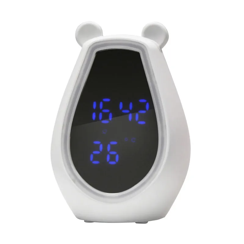 

LED Make Up Mirror Alarm Clock Thermometer Table Digital Snooze Clock Light Multicolor Sounds Control Calendar Table Decor