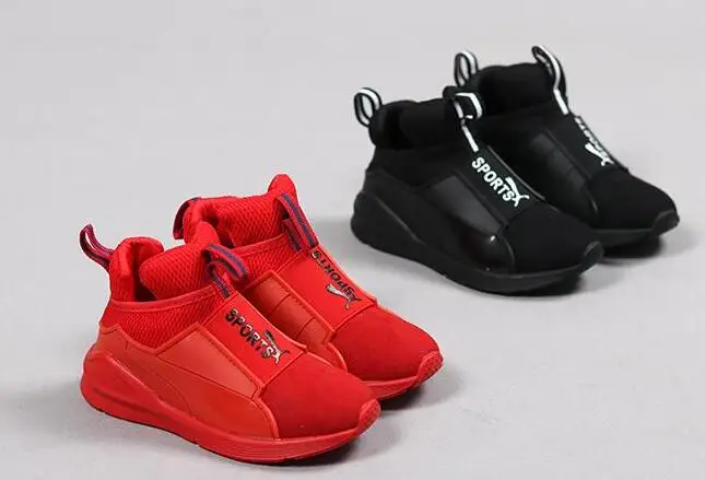 

Sport Shoes Leather Boys Girls children good quality casual shoes Sneakers black Red color Comfortable Kids Flats Shoes A121