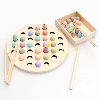 

Wooden Montessori Toys Kids Early Learning Educational Toys Clip Beads Magnetic Fishing Game Teaching Aids Toy For Children