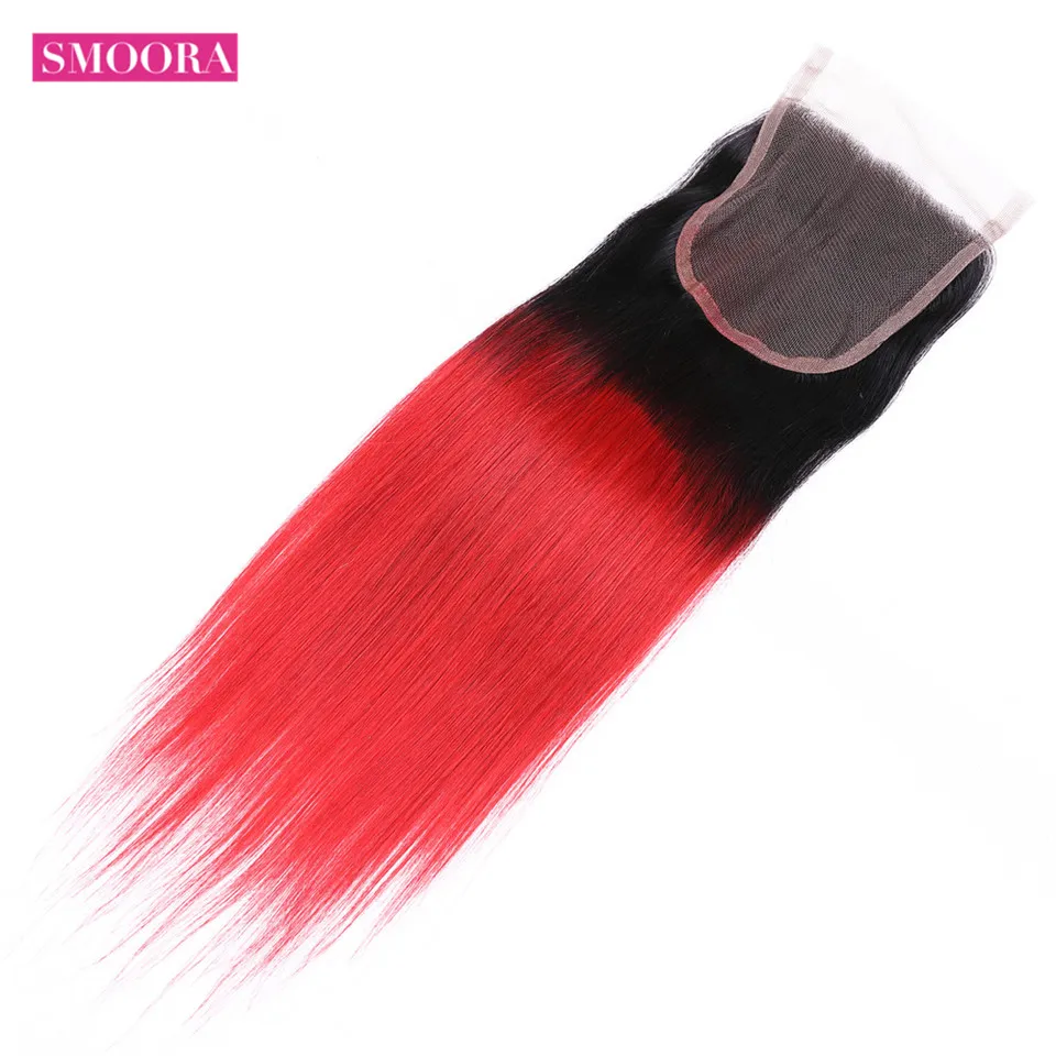 1B/Red Ombre Brazilian Straight Hair 3 Bundles With Lace Closure Human Hair Weave Bundle with Closure Ombre Dark Roots Non Remy 1B/Red Ombre Brazilian Straight Hair 3 Bundles With Lace Closure Human Hair Weave Bundle with Closure Ombre Dark Roots Non Remy