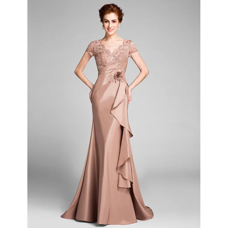 Taffeta Mermaid Trumpet V-Neck Dress