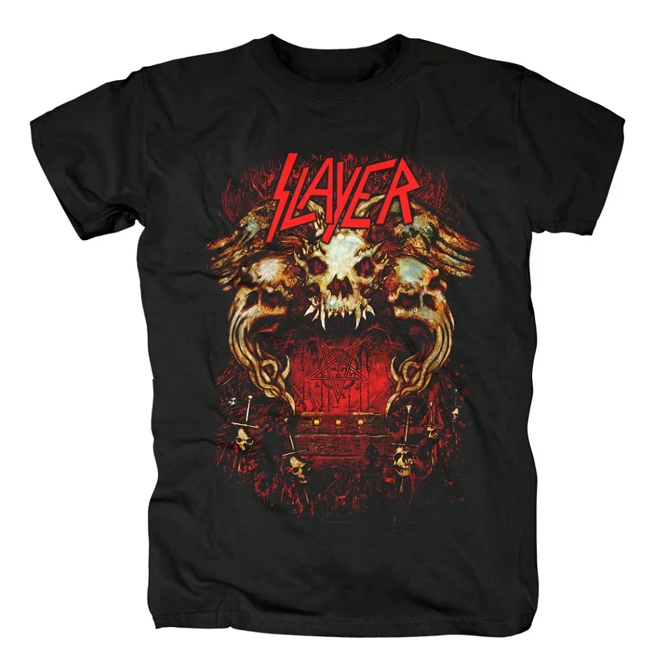 9 дизайнов SLAYER Рок брендовая мужская женская рубашка 3D демон Череп Кость Хардрок