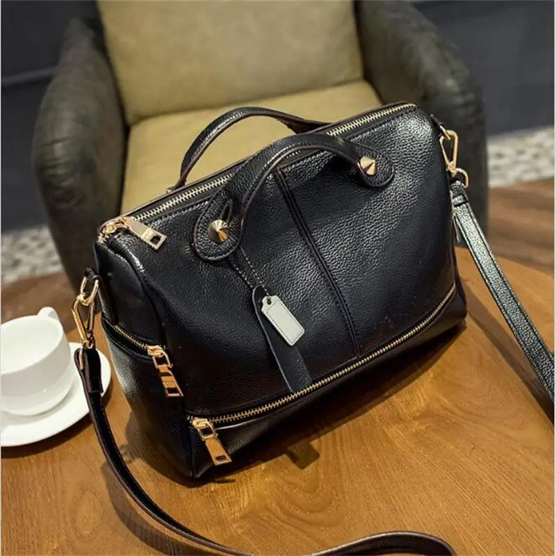  2017 Famous Brand Genuine Leather bag High Quality Designer Women messenger Bag Female Bag Women Crossbody Bag Black Ladies Tote 