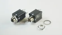 200 pcs Thread lock panel mount 1 4 6 35 mm stereo phone Jack socket Headphone Connector 3 conductor 5 contact through hole