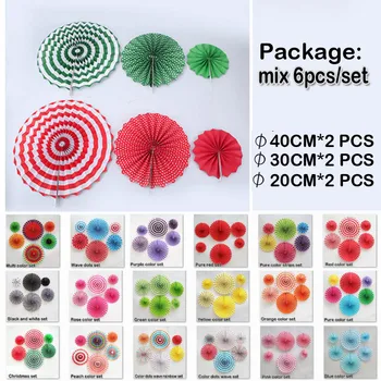 

Favorite colorful paper art fans flower DIY wedding decorations birthday party supplies Christmas Paper pendants 6pcs/set *5set