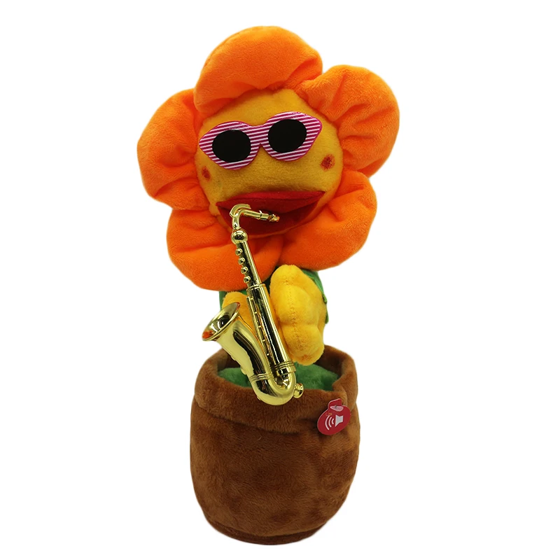 Singing&Dancing Flower Enchanting Sunflower with Saxophone Soft Stuffed