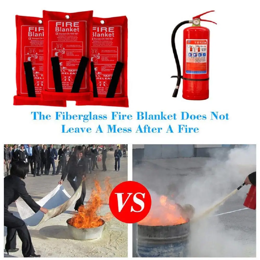 Fire Blanket Fiberglass Fire Flame Retardent Emergency Survival Shelter Fireproof Cover for Kitchen Home Extinguishing
