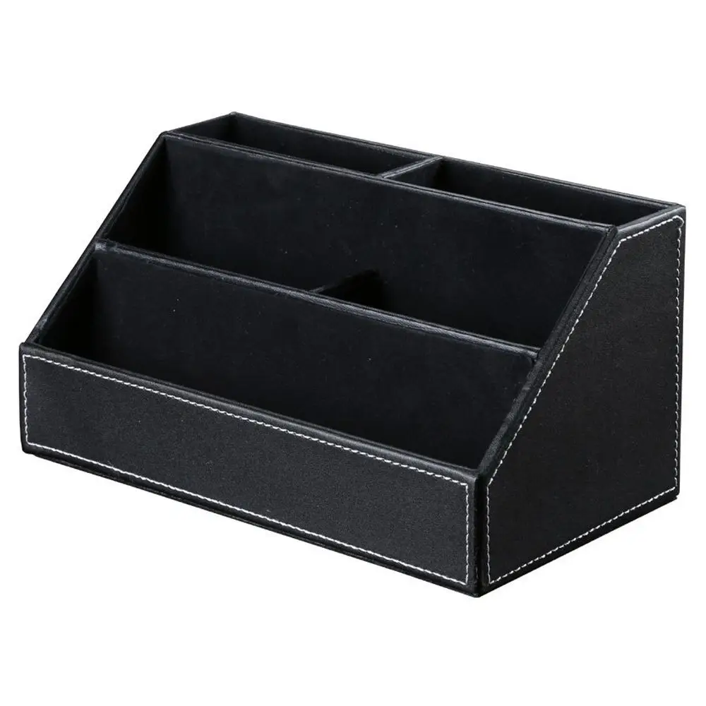  Home Office Wooden Struction Leather Multi-function Desk Stationery Organizer Storage Box Pen/Penci