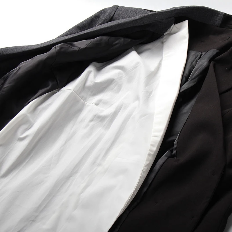 [EAM] новая осенне-летняя куртка с отворотом и длинным рукавом серого цвета хитового цвета, плиссированная несимметричная Женская куртка с разрезом, модное пальто YC9