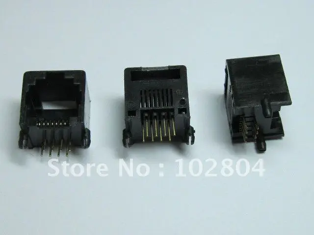 

180 Pcs Black 8P8C Without flange Side entry Modular Network PCB Jack Connector