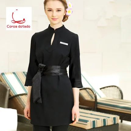 

Beautician dress overalls new seven-point sleeve autumn winter beauty salon health hall cosmetology suite 2019