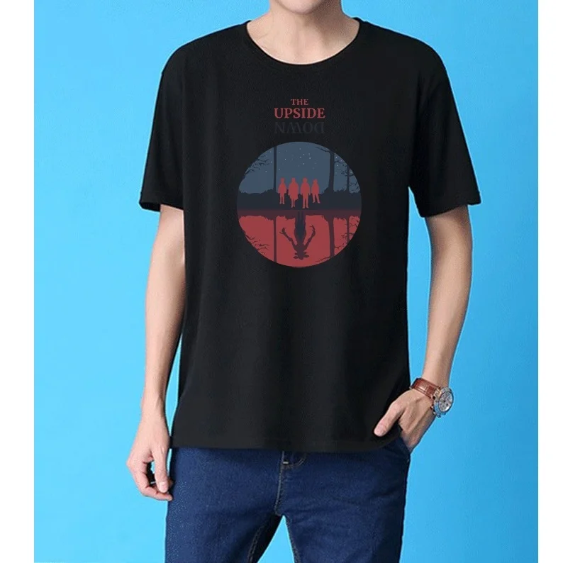 

kuakauyu HJN Cotton Men's T-shirts STRANGER THINGS Fashion Harajuku Tops UPSIDE DOWN Tee
