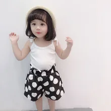 Новинка года; Детские шорты в Корейском стиле; Цвет черный, белый; свободные шорты в горошек для маленьких девочек; одежда для малышей
