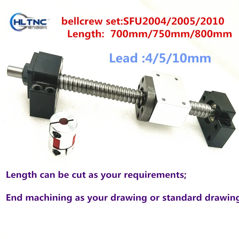 

CNC Ballscrew Set :20MM Ball screw SFU2004/2005/2010 700mm/750mm/800m End Machined + Ball Nut + BK15 BF15 End Support+ cnc parts