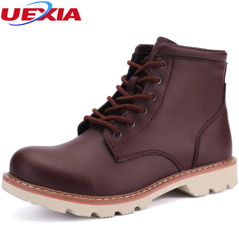 

Business Leather Dress Plardin Snow Ankle Martin Boots Mens Thick Round Toe Shoes Men Boots Basic Lace Up Casual Flats Zapatos