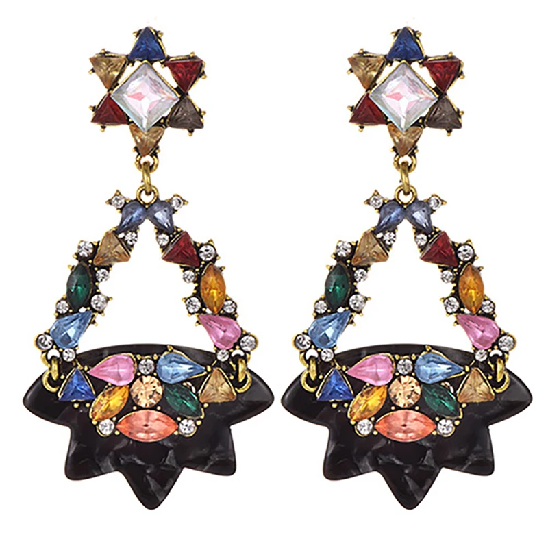 

ZHINI 2/pcs Fashion Statement Stud Women Earrings Wholesale Multi Colored Trendy Cheap Boho Lady Earrings Wholesale
