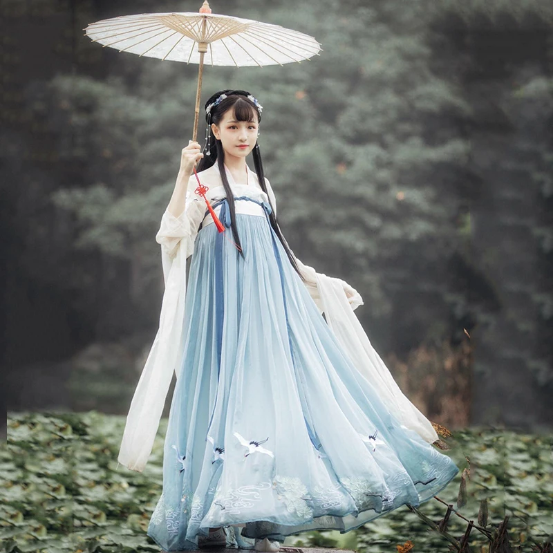 Hanfu костюм для китайских танцев традиционная одежда для выступлений женское платье древнего журавля династия Хань Косплей Одежда для леди DC1134