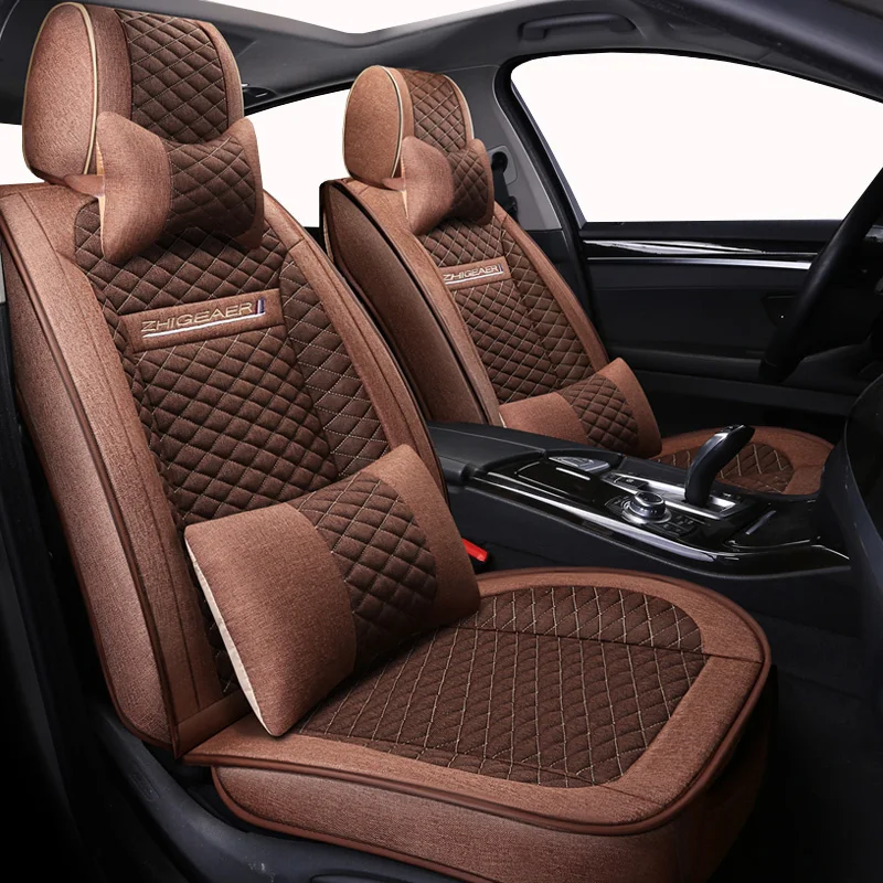 (Front + Rear) universal Flax car seat covers For mitsubishi asx montero outlander 3 xl pajero 2 Seat Covers For 2018 Mitsubishi Outlander Sport