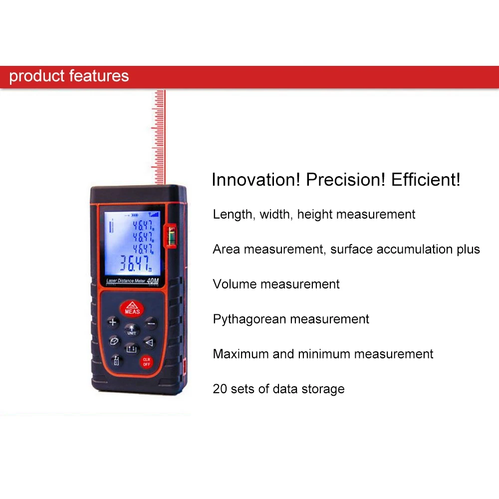 Laser Distance Meter 40/60/80/100M Laser Tape Measure Digital Laser Rangefinders Build Distance Measure Device Ruler Roulette Laser Distance Meter 40/60/80/100M Laser Tape Measure Digital Laser Rangefinders Build Distance Measure Device Ruler Roulette