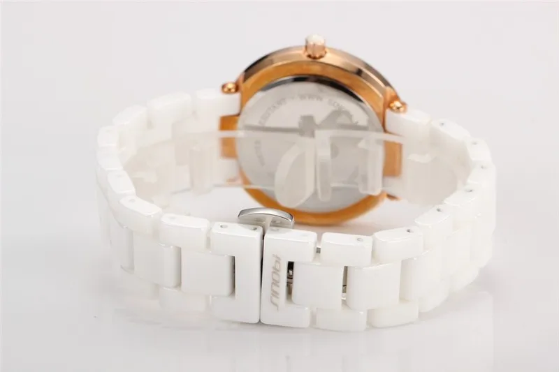 SINOBI брендовые роскошные женские часы водонепроницаемые белые керамические женские кварцевые часы высокого качества римские цифры montre femme