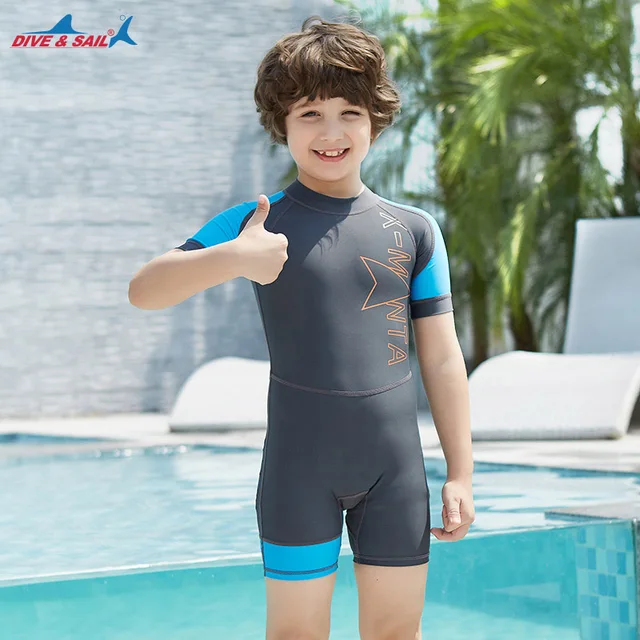 Dive Sail Diving Wetsuit Kids UPF 50+ One Piece Swimsuit Short Sleeve