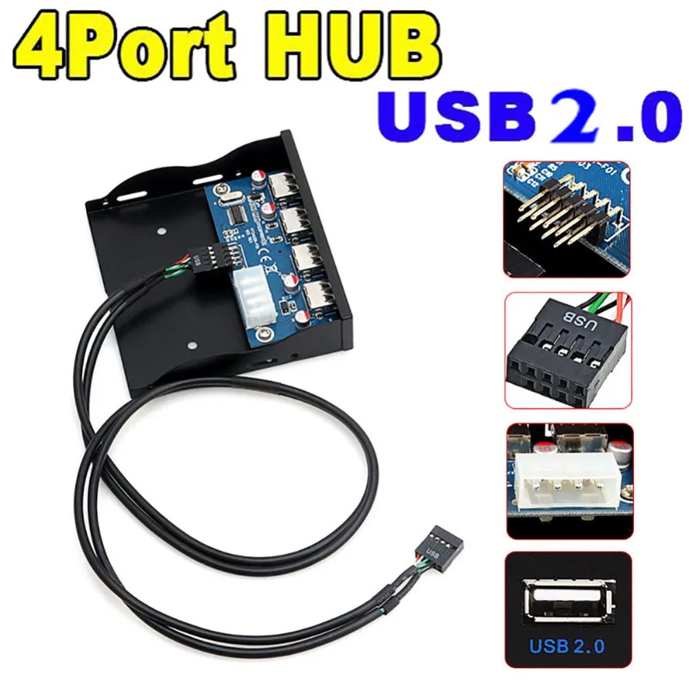 

3.5-in 4 Ports USB HUB 2.0 Expansion Adapter Connector Floppy Bay Front Panel #262345