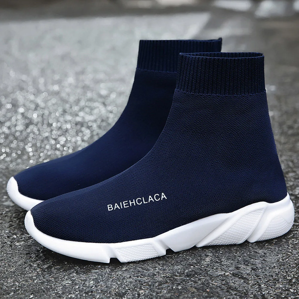 

2019 Trend Hot Korean Couple Vulcanize Shoes Women Comfort Breathable Sock Shoes Fitness Slip On Run Casual High Platform Shoes