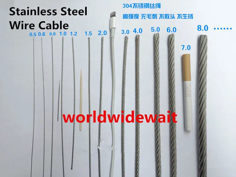

5M Length 1.2mm 1.5mm Diameter Stainless Steel Wire Cable 7x7 for Grinder