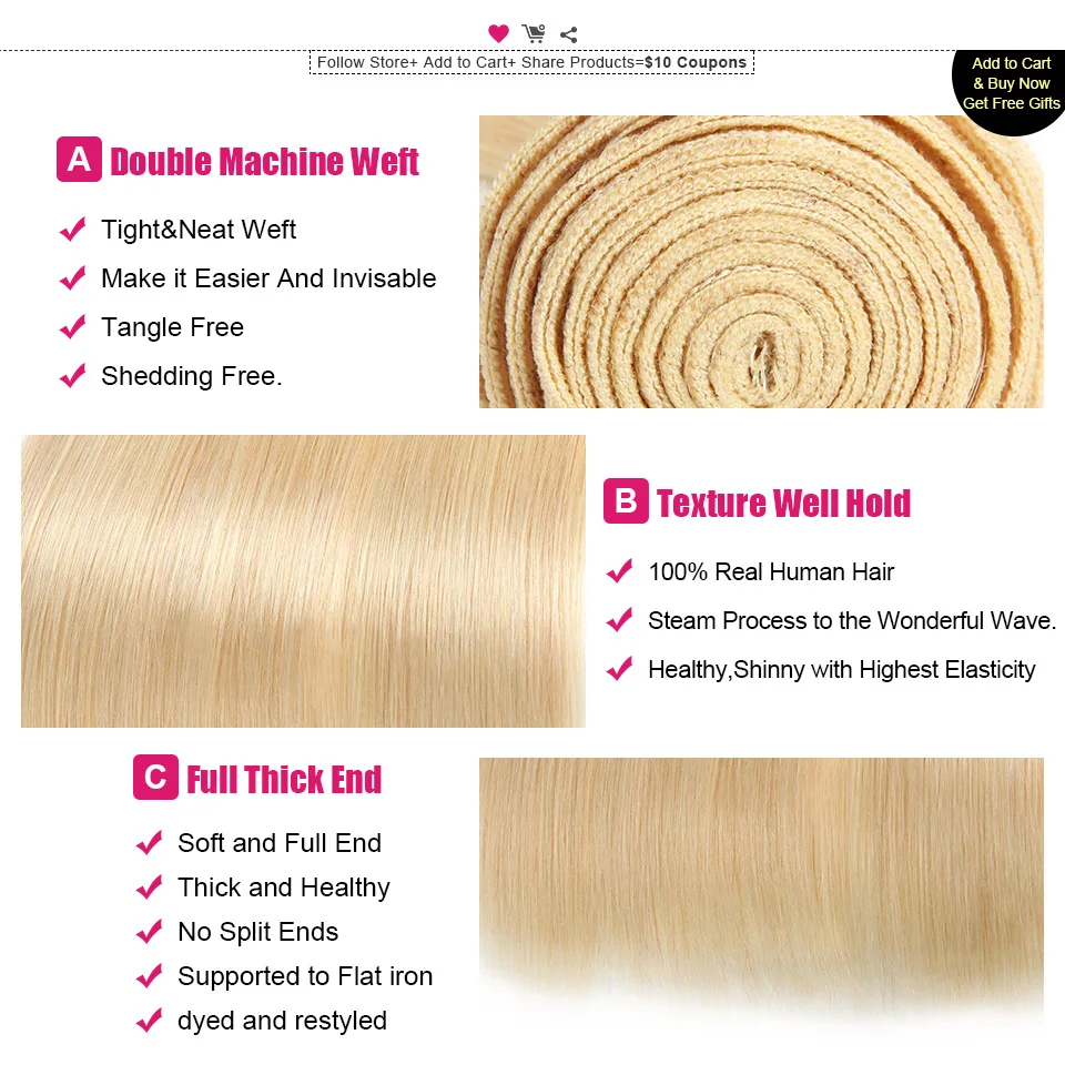 ishow blonde straight human hair bundles (2)