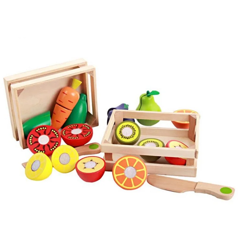 SUKIToy Wooden Kitchen Toys Cutting Fruit/Vegetable Blocks Set 11pcs Classic toys high quality early education gift for infant