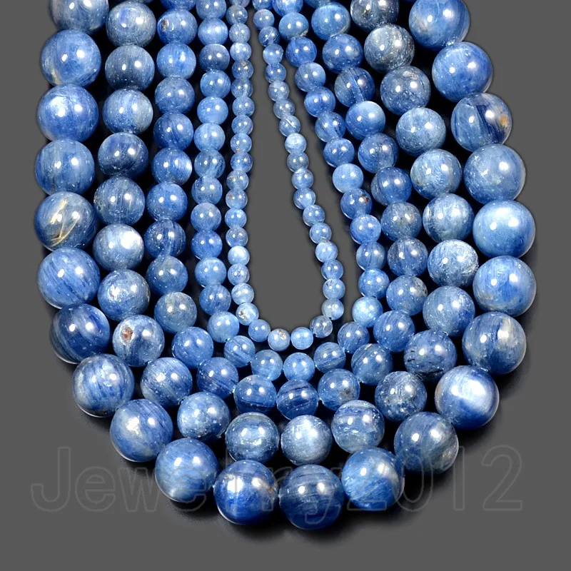 

1Strands/Pack Natural Blue Kyanite Gem stone Round Healing Beads 4mm 6mm 8mm 10mm 15.5"Diy Jewelry Wholesale