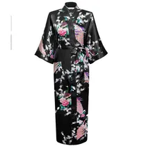 Лидер продаж Черный Femmes район халаты платье кимоно юката китайский Для женщин сексуальное женское белье цветок пижамы плюс размеры M, L, XL, XXL XXXL