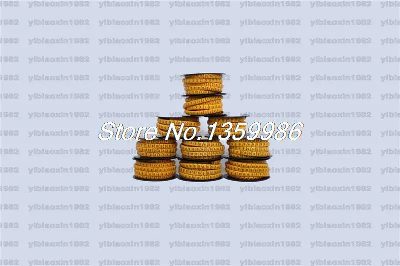 

Yellow Cable Wire Markers 0.5sqmm~ 4.0sqmm Letter " 0 to 9,+,- " 2400pcs/lot