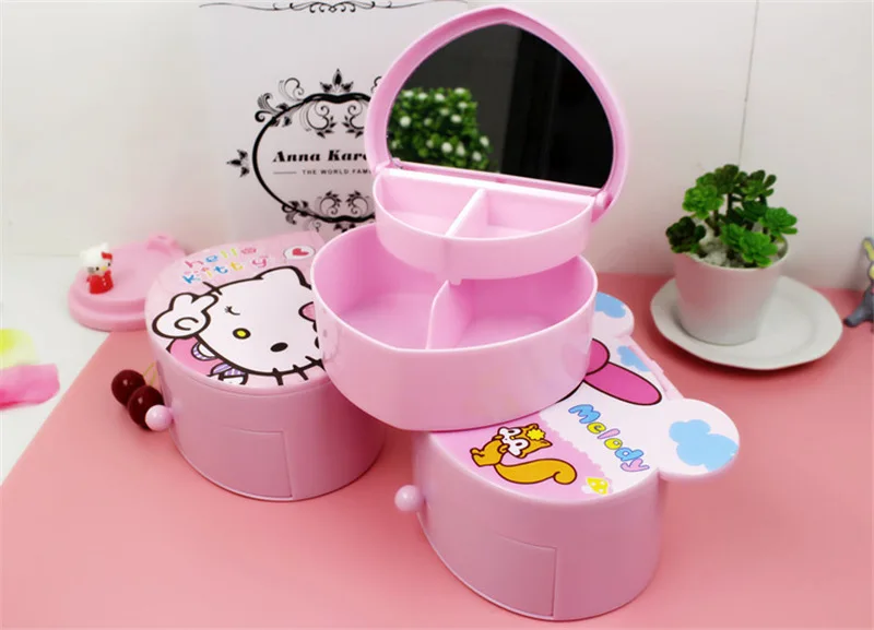 hello kitty Сердце Форма ювелирных изделий макияж коробка зеркало чехол XW-1006