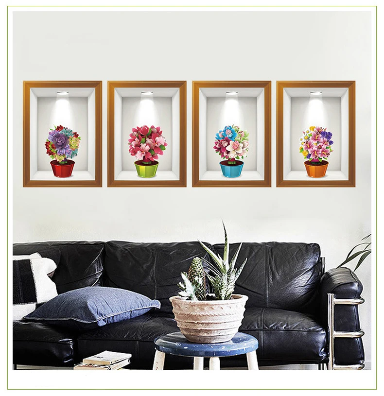 

Stereoscopic effect wall sticker, 4 flowers per set, Environmental friendly PVC material, Item No. flower