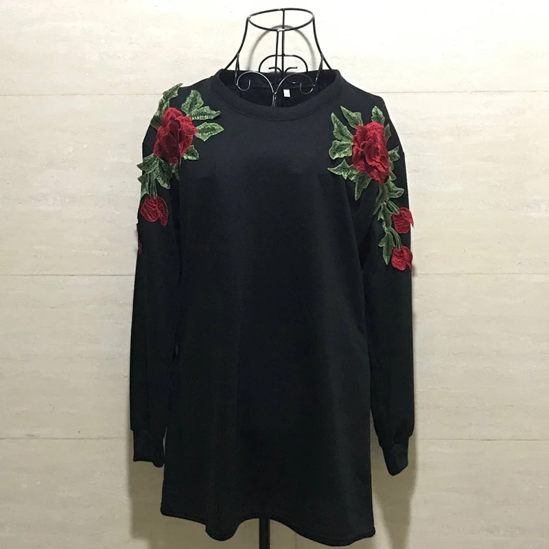 Floral embroidered long sleeve casual hoodie Clearance