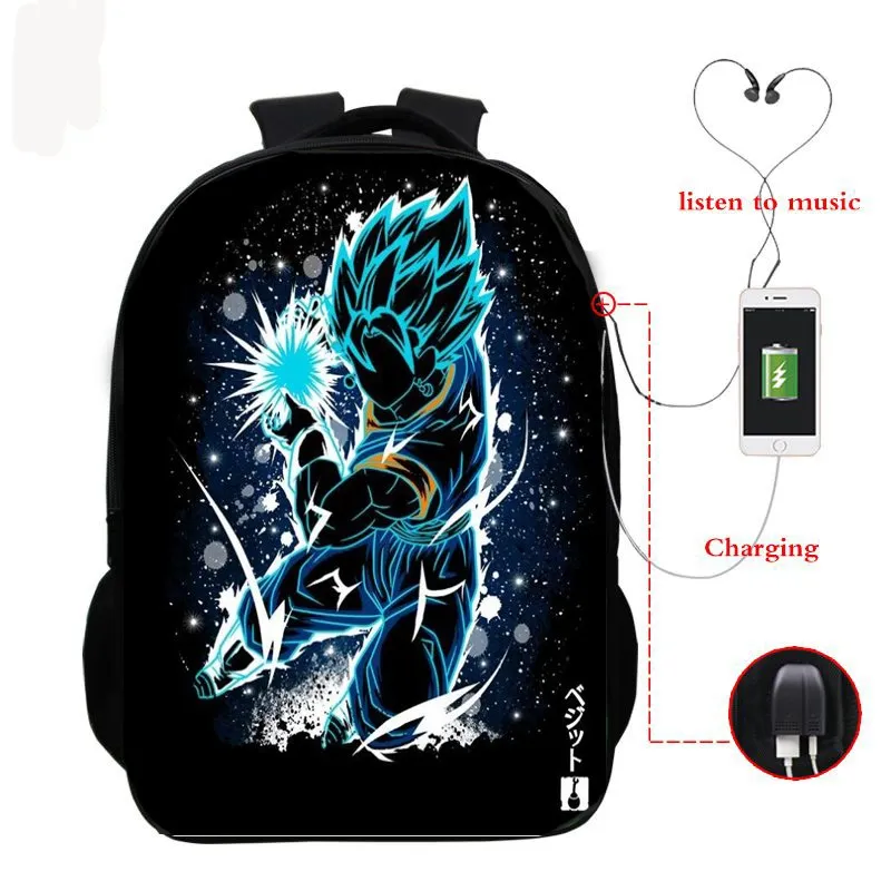 Dragon Ball Z Super Mochila рюкзак с Гоку для наушников школьные сумки дорожные сумки Повседневная сумка для книг usb зарядка SAC A DOC