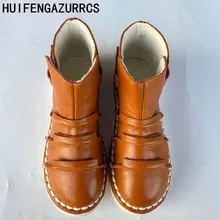 HUIFENGAZURRCS/Новинка; обувь из натуральной кожи; ботильоны ручной работы; художественная обувь в стиле ретро mori girl; модные ботинки в стиле ретро; любые цвета
