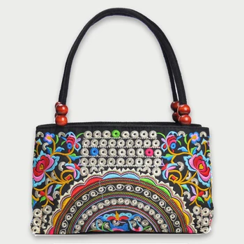

2018 National Ethnic Embroidery Flower Totes Shoulder Bag Chinese Style Handmade Embroidered Women Cotton Cloth Floral Handbag