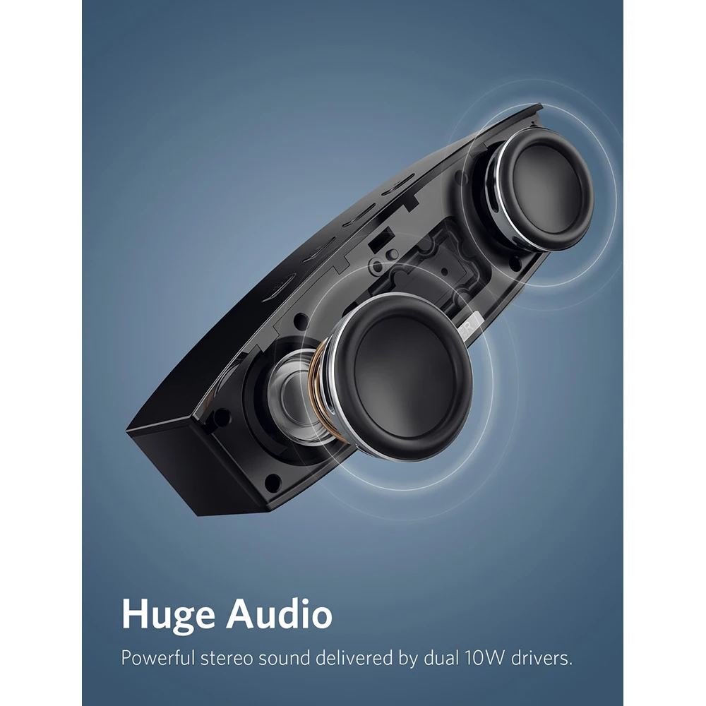  Anker 20W Premium Stereo Portable Bluetooth Speaker with Dual 10W Drivers Two Passive Subwoofers Wi