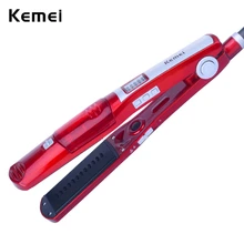Kemei New Steam Comb Straightening Irons Automatic Straight Hair Brush Steam Flat Iron Electric Ceramic Hair Straightener Tools