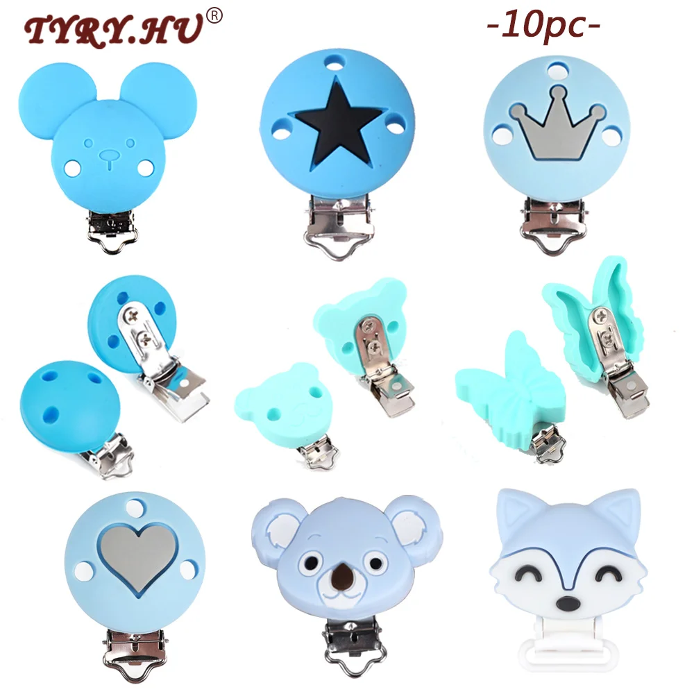 

TYRY.HU 10pc Cartoon Koala Shaped Pacifier Clip Pacifier Holder Nipple Clasps Toy DIY Bead Tool For Baby Pacifier Chain Toys