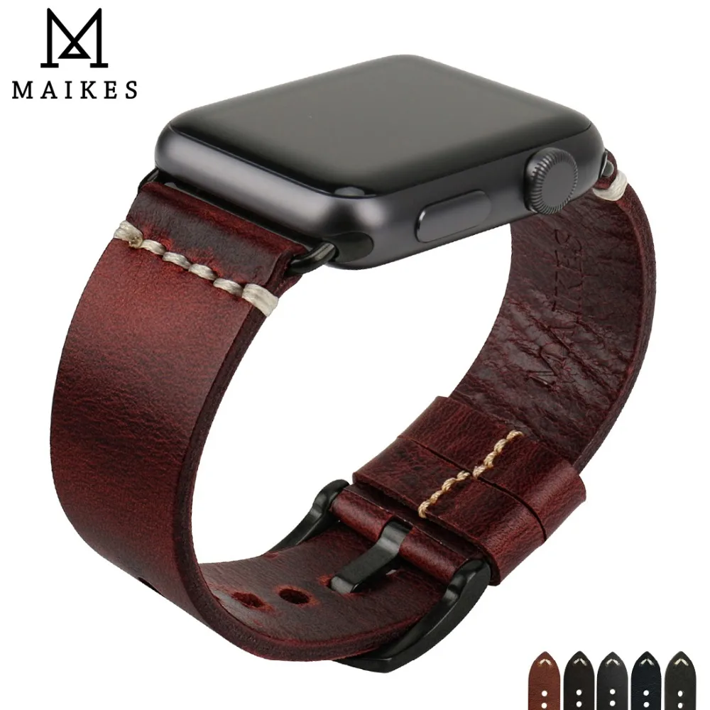 Кожаный ремешок MAIKES iWatch 44 мм 40 для Apple Watch Band 42 38 Series 4/3/2/1 аксессуары часов
