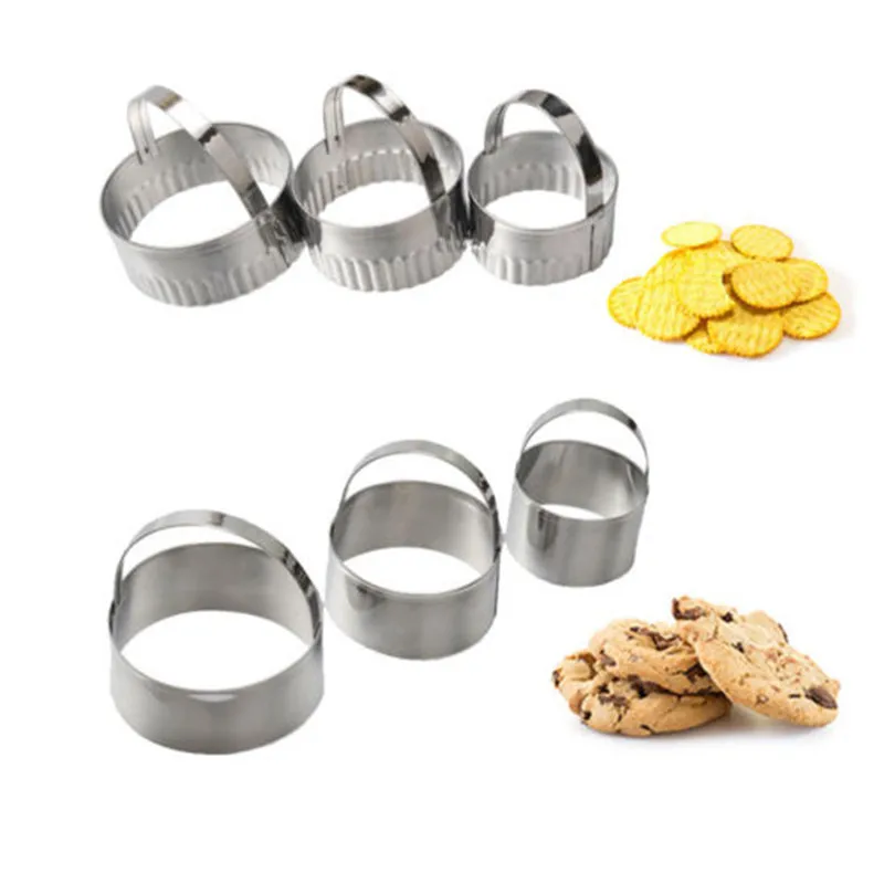 

3PCS Stainless Steel Round Scallop Cookie Biscuit Cutter Fondant Cake Mould Cookie Cutter