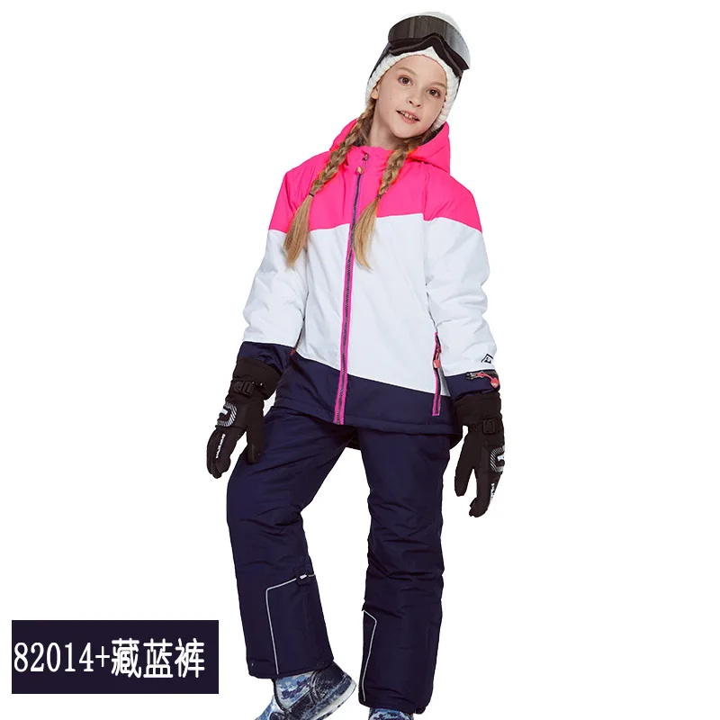 Детский лыжный костюм Лыжная куртка и штаны для девочек, зимний теплый лыжный костюм ветрозащитная верхняя одежда, комплект одежды для детей, зимние комплекты для девочек - Цвет: Gilrs11