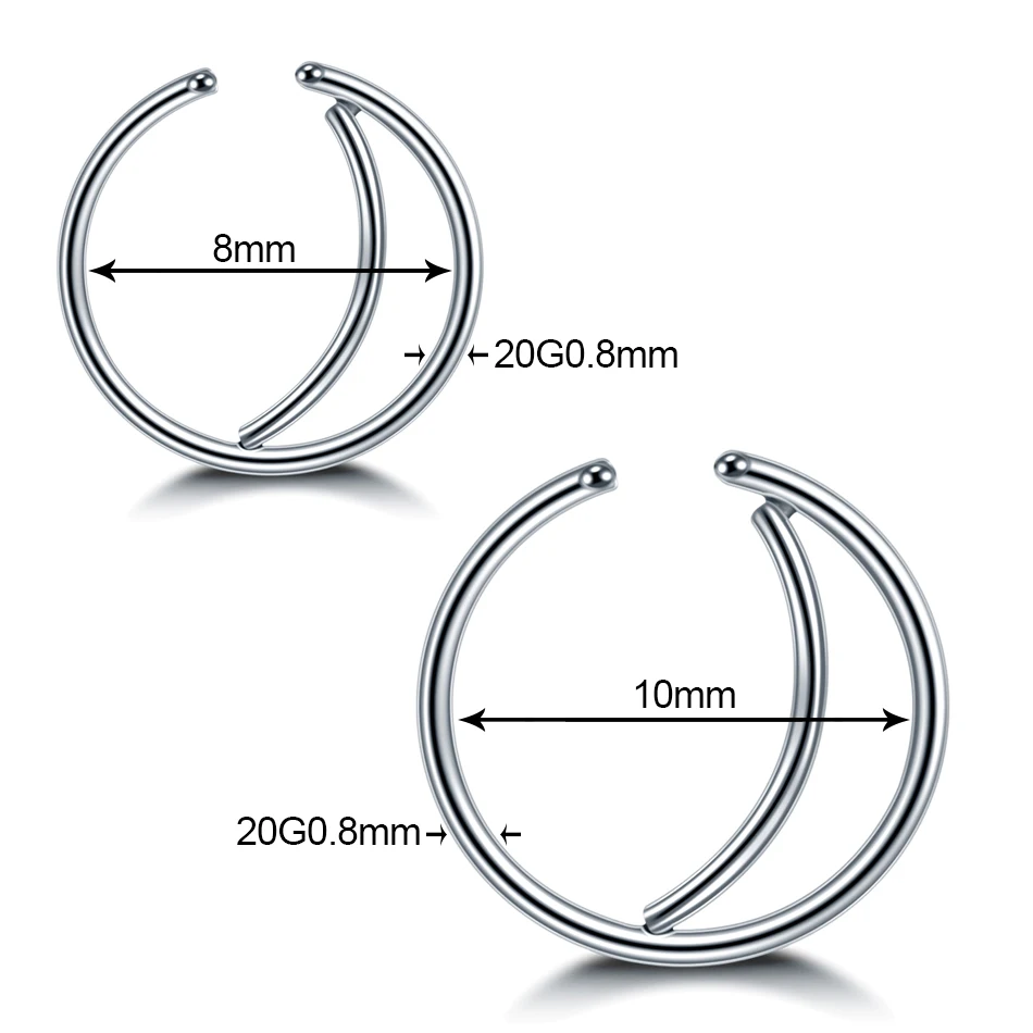 1 шт хирургическое стальное кольцо для носа с Луной кольцо ноздри Кольца 20 г пирсинг ювелирные изделия трагус гвоздик для пирсинга в хряще серьги-спирали ювелирные изделия для тела