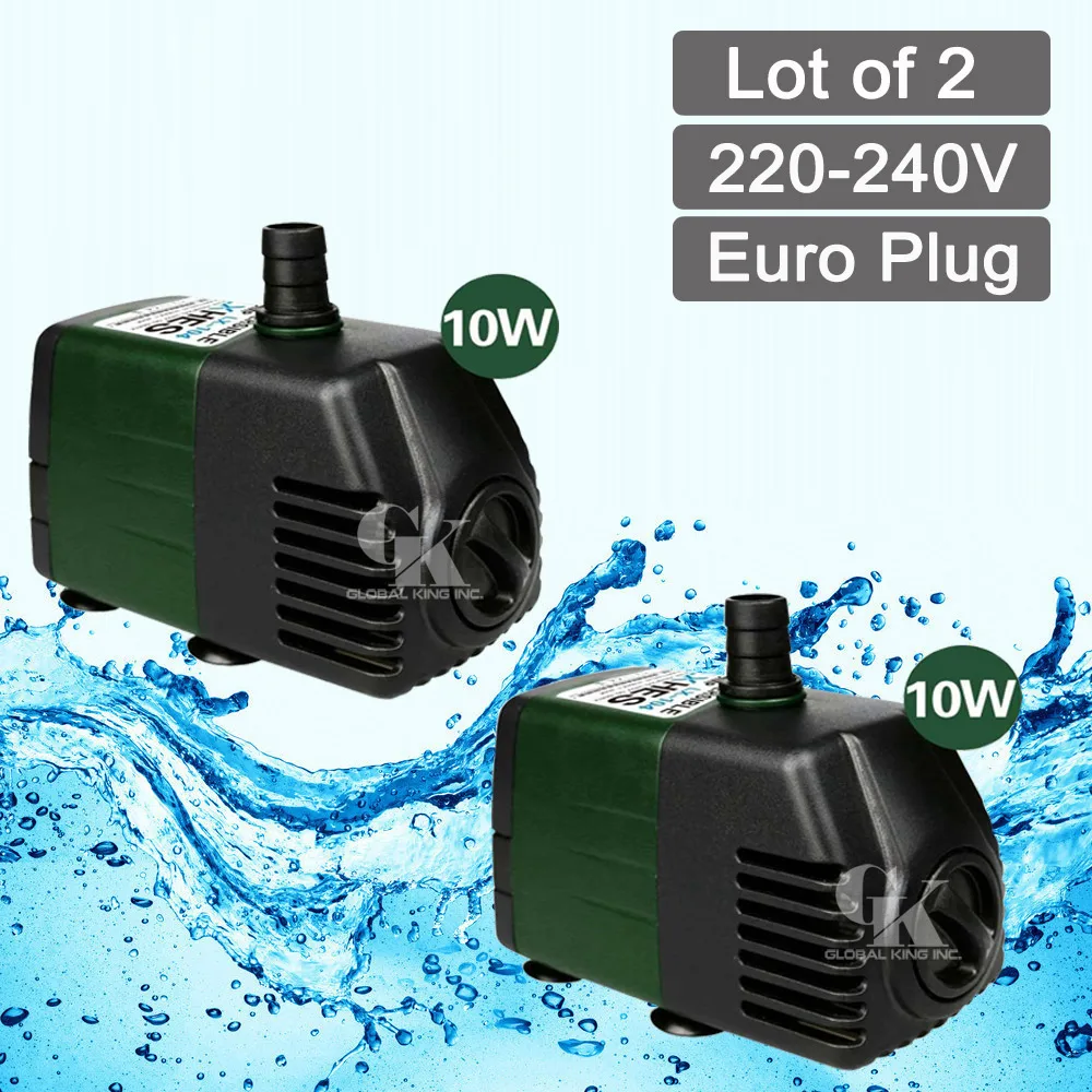 

Pack of 2, 220V Submersible Water Pump 1200LPH Fish Tank Pond Fall Hydroponic Aquarium 10W with European Plug