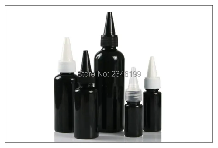 Empty Plastic Bottle 50ml White Cover Plastic Black Bottle Empty Plastic Cosmetic Container 30ml Black Cover Tip Cap Bottle (10)