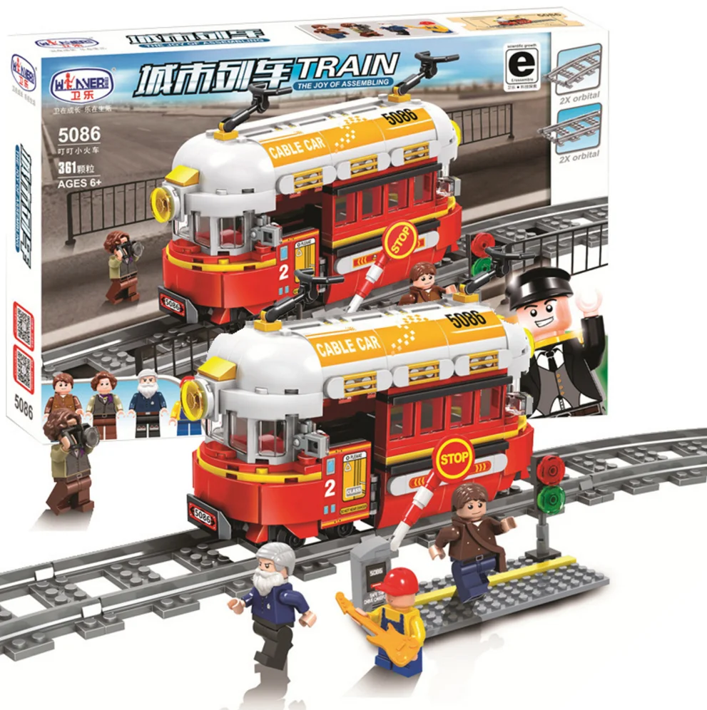 

WINNER 5086 361PCS City Train Rail Cable Car Building Blocks Passenger Steam Trains Compatible Legoing Model Building Bricks Toy